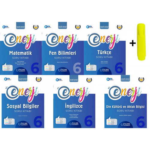 Palme 6.sınıf Enerji Matematik Fen Türkçe Sosyal İngilizce Din Soru Kitabı *yeni*