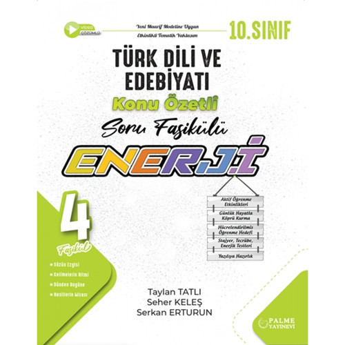 Palme Yayınları 10. Sınıf Türk Dili Edebiyat Enerji Konu Özetli Soru Fasikülleri