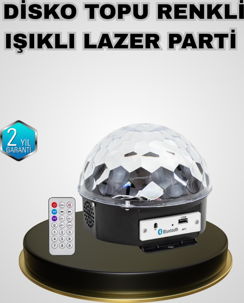 Bluetooth Hoparlörlü LED Disko Işığı Müzik Ritim Duyarlı ve Taşınabilir
