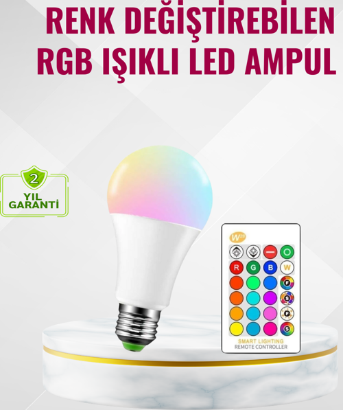 RGB Uzaktan Kumandalı LED Ampul 16 Renk Dekoratif Aydınlatma