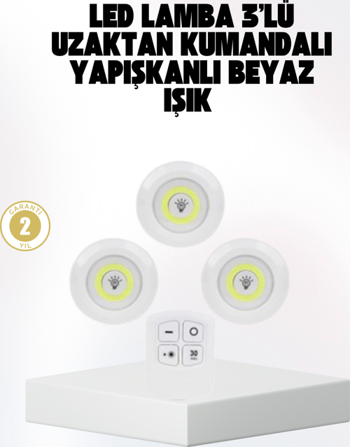 Kablosuz Gün Işığı 3’lü LED Spot Lamba Kumandalı