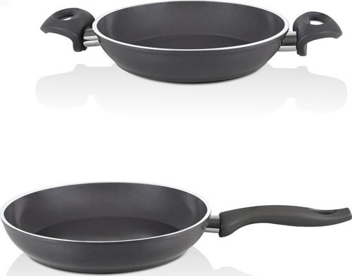 26 CM Seramik Tava ve 24 cm Sahan Seti Füme Renk
