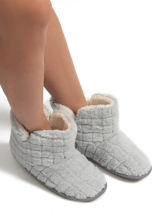 Edi Peluş Kadın Ev Botu Gri 37/41