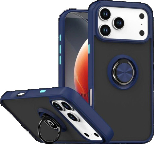 Apple Iphone 17 Pro Montreal Yüzüklü Silikon Kapak - Lacivert-(5796)