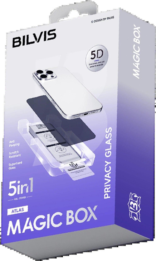 Apple Iphone 16 Pro Bilvis 5In1 5D Magic Hayalet Cam Ekran Koruyucu - Siyah-(5796)