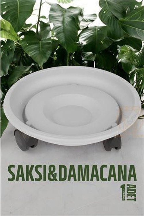 Turk Tekerlekli Saksı Altığı 37 Cm Beyaz