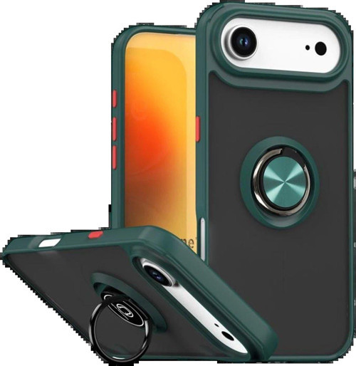 Apple Iphone 17 Air Montreal Yüzüklü Silikon Kapak - Yeşil-(5796)