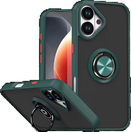 Apple Iphone 17 Montreal Yüzüklü Silikon Kapak - Yeşil-(5796)