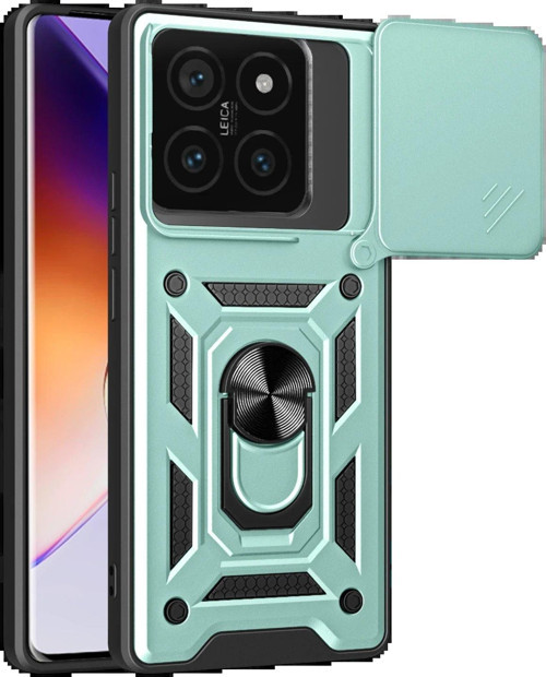 Xiaomi Mi 14T Pro Kılıf Pars Lens Yüzüklü Silikon - Yeşil-(5796)