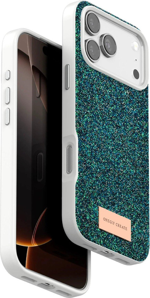 Apple Iphone 17 Pro Max Bright Simli Kapak - Koyu Yeşil-(5796)