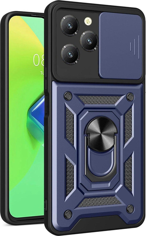 İnfinix Hot 40 Pro Kılıf Pars Lens Yüzüklü Silikon - Lacivert-(5796)