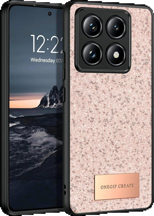 Xiaomi Mi 14T Pro Bright Simli Kapak - Pembe-(5796)