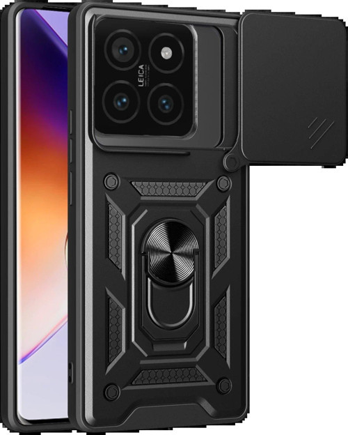 Xiaomi Mi 14T Pro Kılıf Pars Lens Yüzüklü Silikon - Siyah-(5796)