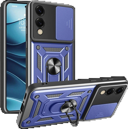 Samsung Galaxy S25 Edge Pars Lens Yüzüklü Silikon - Lacivert-(5796)