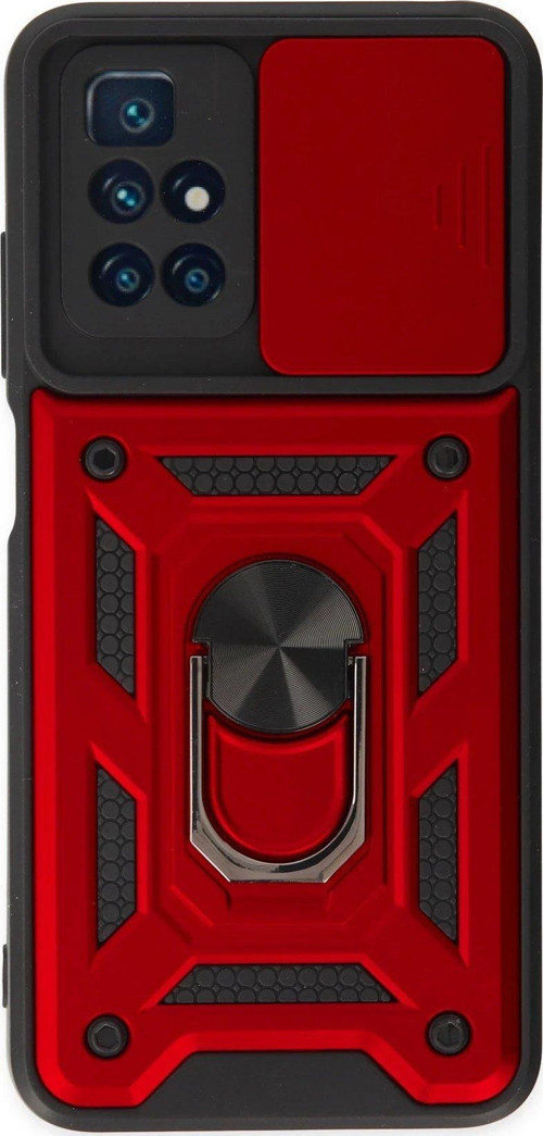 Xiaomi Redmi 10 2022 Kılıf Pars Lens Yüzüklü Silikon - Kırmızı-(5796)