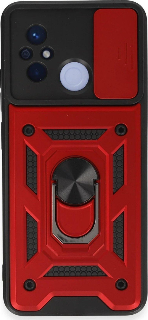 Xiaomi Redmi 12C Kılıf Pars Lens Yüzüklü Silikon - Kırmızı-(5796)