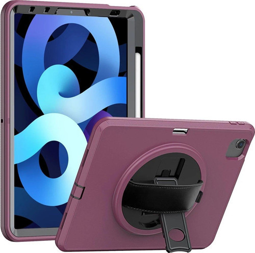 Ipad 2022 10.9 (10.Nesil) Kılıf Hand Strap Tablet Kılıfı - Mürdüm-(5796)