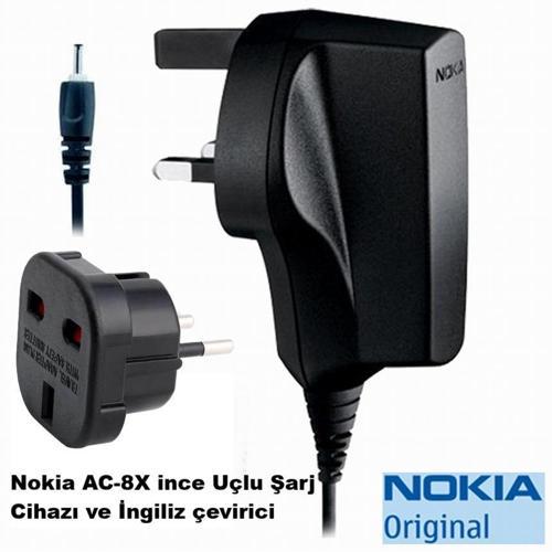 AC-8X ince Uçlu Şarj Cihazı ve İngiliz Çevirici Adaptör