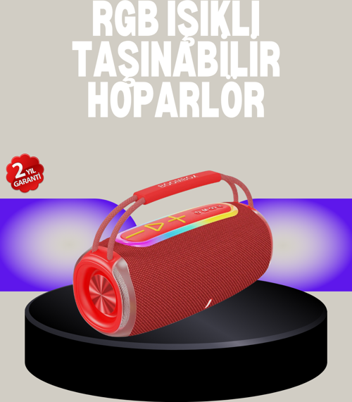 20W Kablosuz Bluetooth Hoparlör RGB Işık Efektli USB/SD/AUX Destekli