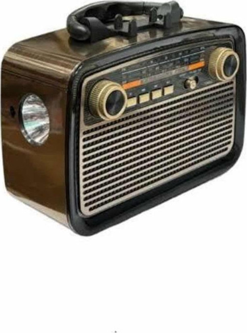Nostalji Radyo Bluetooth Hoparlör USB-SD Kart Giriş Led Fener Işıklı Bataryalı Pilli