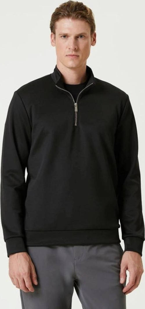 Unisex Uzun Kol Yarım Farmuarlı Yakalı Basic SweatShirt