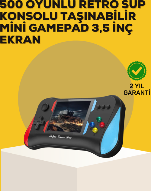 Taşınabilir El Konsolu 500 Oyunlu – Geniş Ekran ve Uzun Pil Ömrü