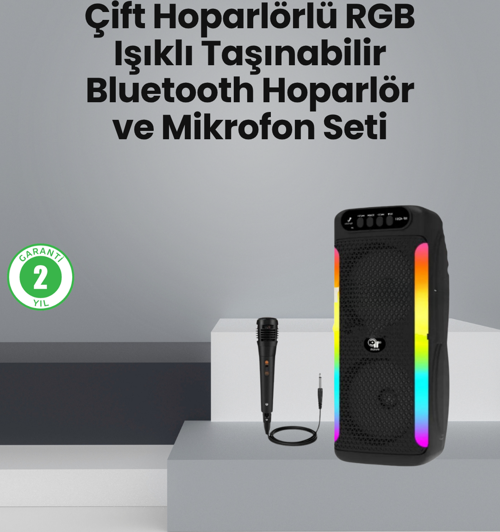 Taşınabilir Şarjlı Hoparlör USB, SD Kart, AUX Girişli