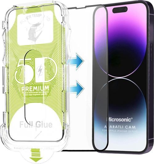 Apple iPhone 15 Plus Magic Uygulama Aparatlı Tam Kapatan Ekran Koruyucu Siyah