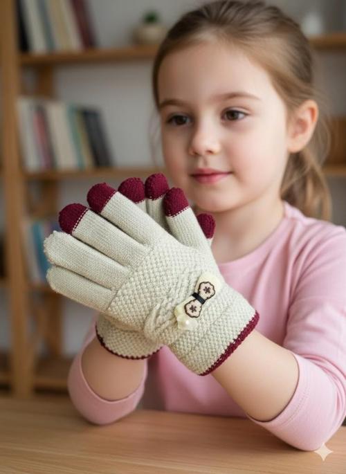 KİTTİ 25240-02 KIZ ÇOCUK ÖRME TRİKO ELDİVEN 9-12 YAŞ