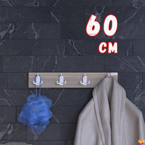 ARI Serisi 12 Kancalı Banyo Askısı - (56,4x9,6 cm) 4'lü Set | Ekstra Düzen ve Yer Tasarrufu