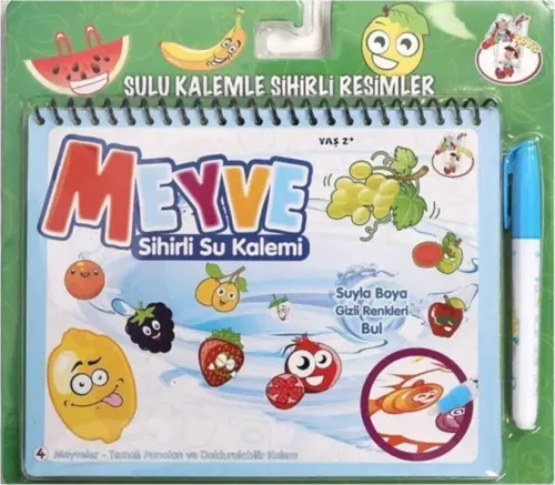 Sihirli Özel Sulu Kalem İle Boyama Kitabı Set | Meyveler Temalı Water Magic