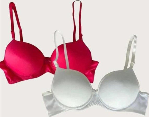 Kırmızı-Beyaz 2'li Mikro Kumaş Push Up Dolgulu Balenli Günlük Destekli Sütyen