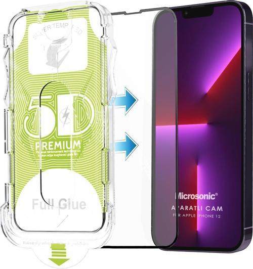 Apple iPhone 12 Magic Uygulama Aparatlı Tam Kapatan Ekran Koruyucu Siyah