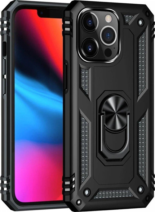 CPT83 iPhone 14 Pro Max Kılıf Sofya Yüzüklü Silikon Kapak - Siyah