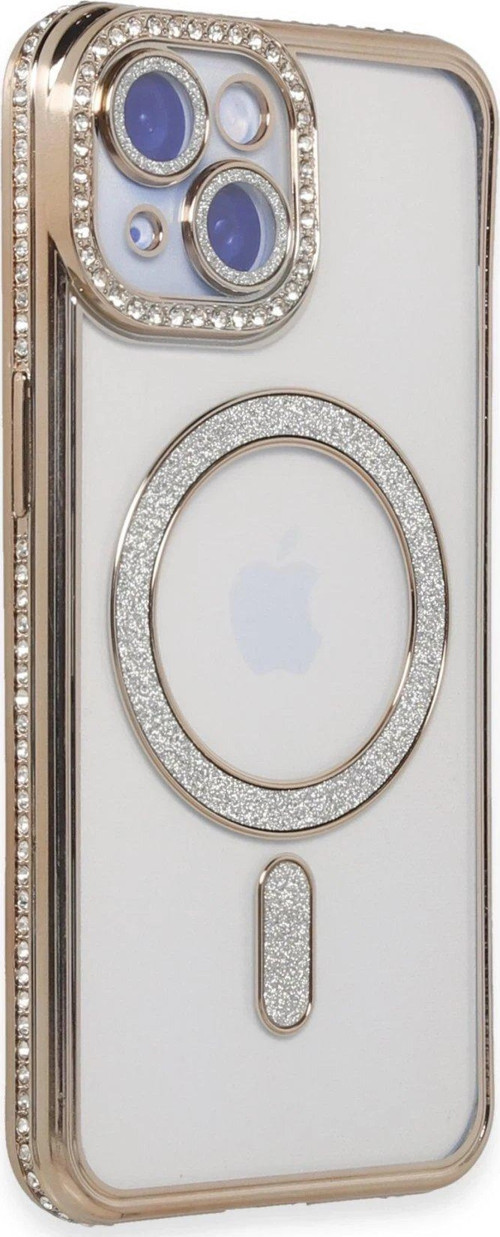 CPT83 iPhone 15 Uyumlu Kılıf Joke Simli Magneticsafe Kılıf - Gold