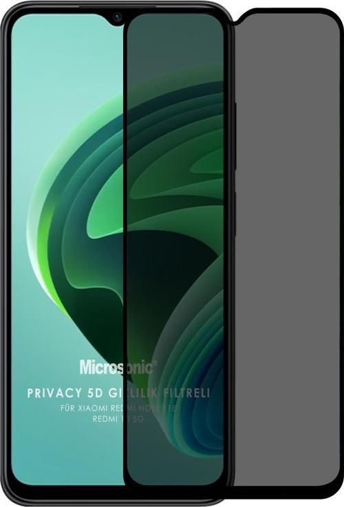 Xiaomi Redmi Note 11E Privacy 5D Gizlilik Filtreli Cam Ekran Koruyucu Siyah