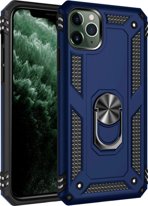 FLM iPhone 11 Pro Kılıf Sofya Yüzüklü Silikon Kapak - Lacivert