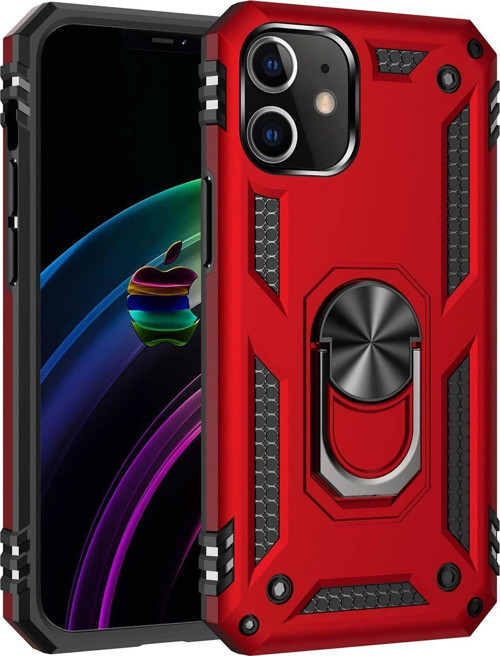 FLM iPhone 12 Mini Kılıf Sofya Yüzüklü Silikon Kapak - Kırmızı