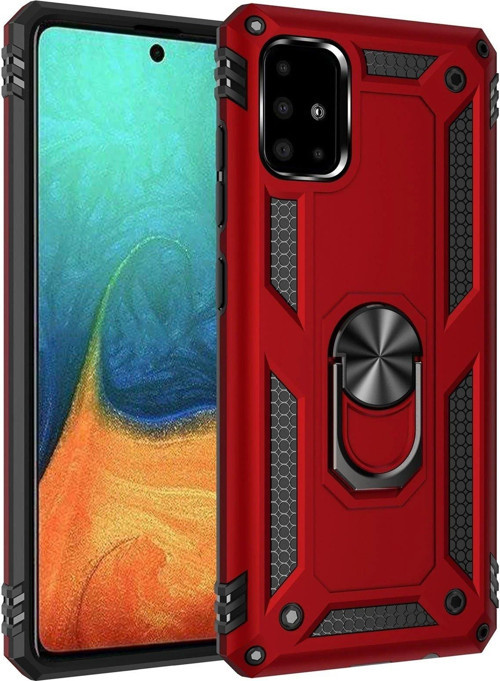FLM Samsung Galaxy A71 Kılıf Sofya Yüzüklü Silikon Kapak - Kırmızı