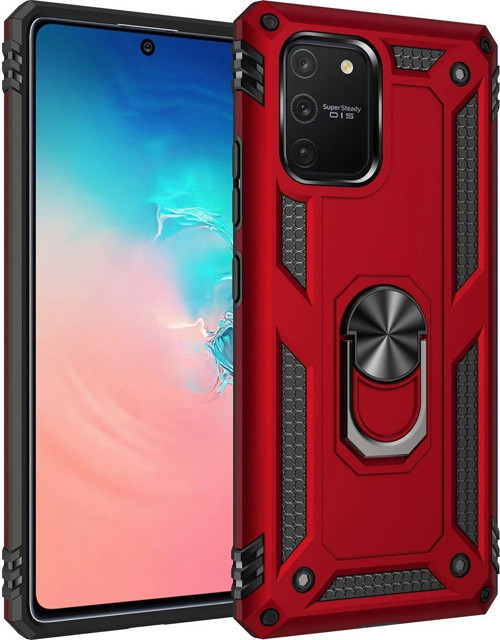 FLM Samsung Galaxy A91 / S10 Lite Kılıf Sofya Yüzüklü Silikon Kapak - Kırmızı