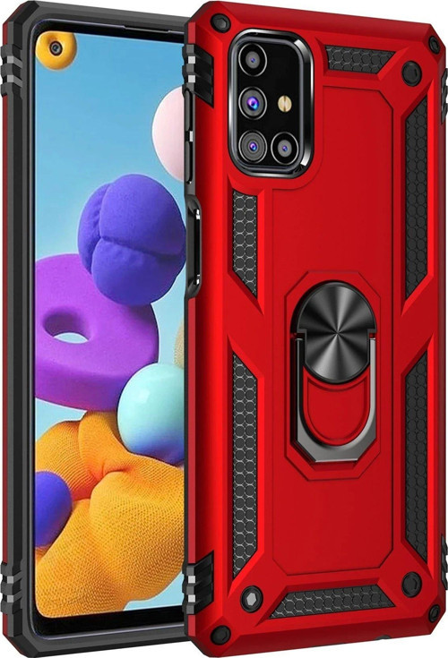FLM Samsung Galaxy M31S Kılıf Sofya Yüzüklü Silikon Kapak - Kırmızı