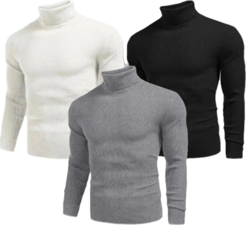 3 Adet Unisex Kaşkorse Boğazlı Full Likralı Fitilli Body Kazak