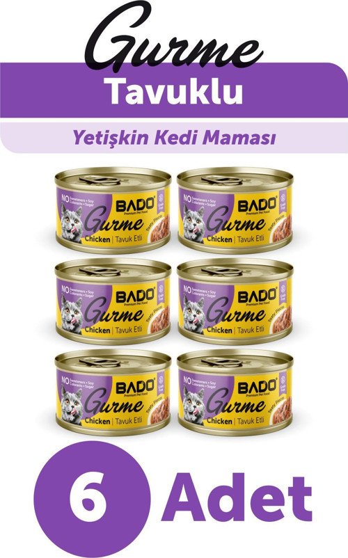 GURME YAŞ YETİŞKİN KEDİ MAMASI TAVUKLU 85 GR 6 ADET
