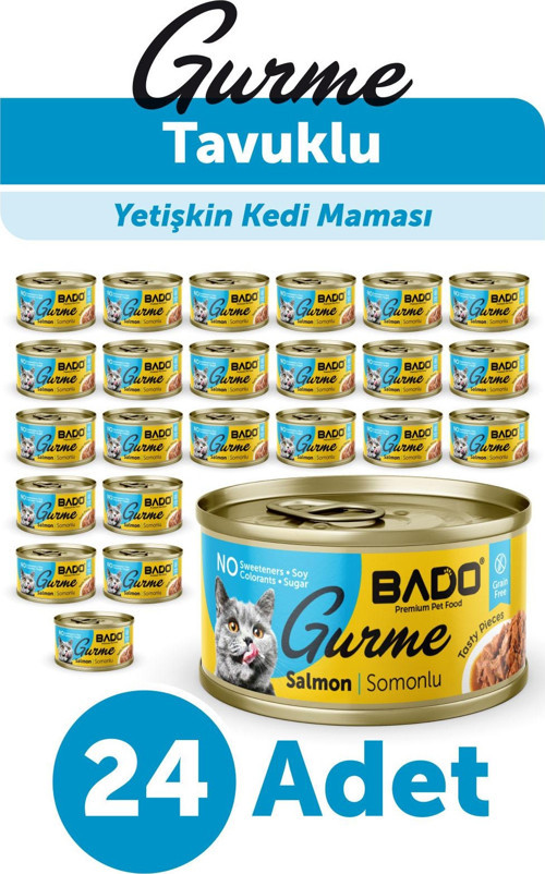 GURME YAŞ YETİŞKİN KEDİ MAMASI SOMONLU 85 GR 36 ADET