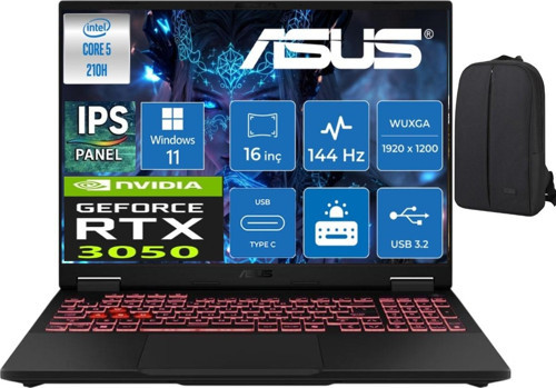Tuf Gaming F16 FX607VJ Intel Core 5 210H 24 GB 512 GB SSD RTX3050 144HZ IPS 16" Wuxga Windows 11 Pro Gaming Laptop RL033