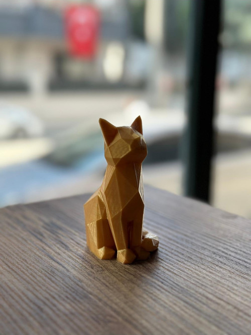 Low Poly Tasarım Kedi Biblo