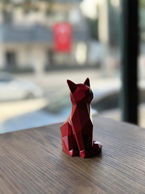 Low Poly Tasarım Kedi Biblo