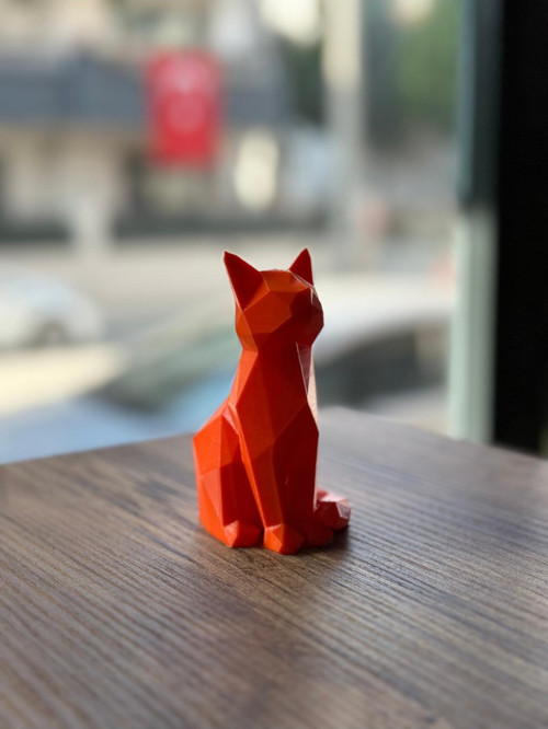 Low Poly Tasarım Kedi Biblo