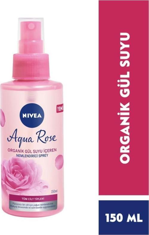 Aqua Rose Organik Gül Suyu Nemlendirici Yüz Sprey 150ml, Makyaj Öncesi ve Makyaj Sonrası Sabitleyici