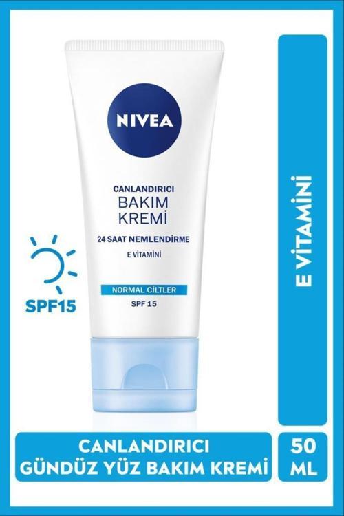 Canlandırıcı Gündüz Yüz Bakım Kremi 50ml, SPF15, 24 Saat Nemlendirici, Normal Cilt, E Vitamini